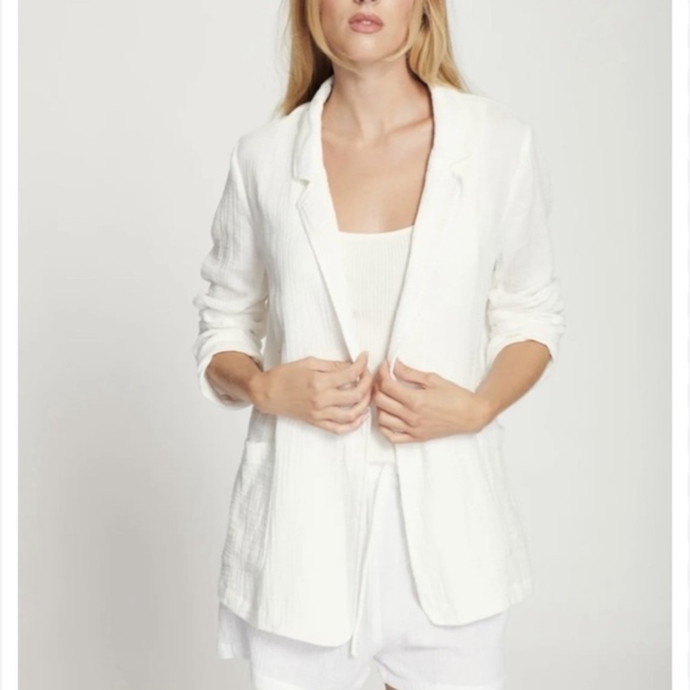 Kismet Open Front White Lightweight Blazer